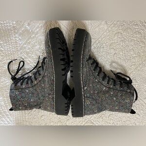 Sincerely Jules Womens Boots Harley Combat Floral Lace Up Gray 8.5